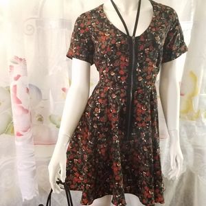 Vintage 90s floral punk grunge zipped minidress
